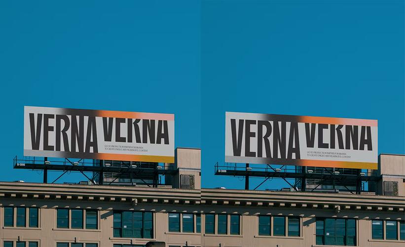 billboard mockup 02 楼顶上的巨幅海报框架横幅广告牌模型展示设计贴